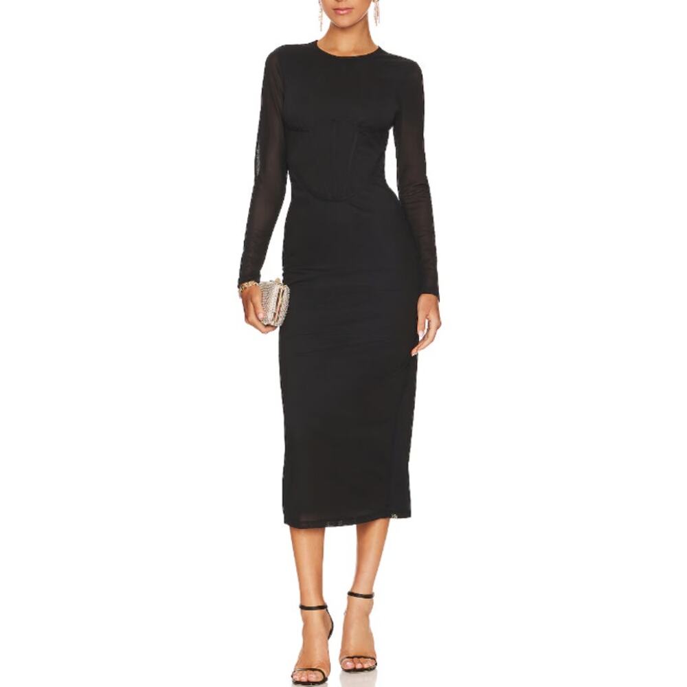 Bardot 'Sensei' Black Mesh Midi Dress Size XS
